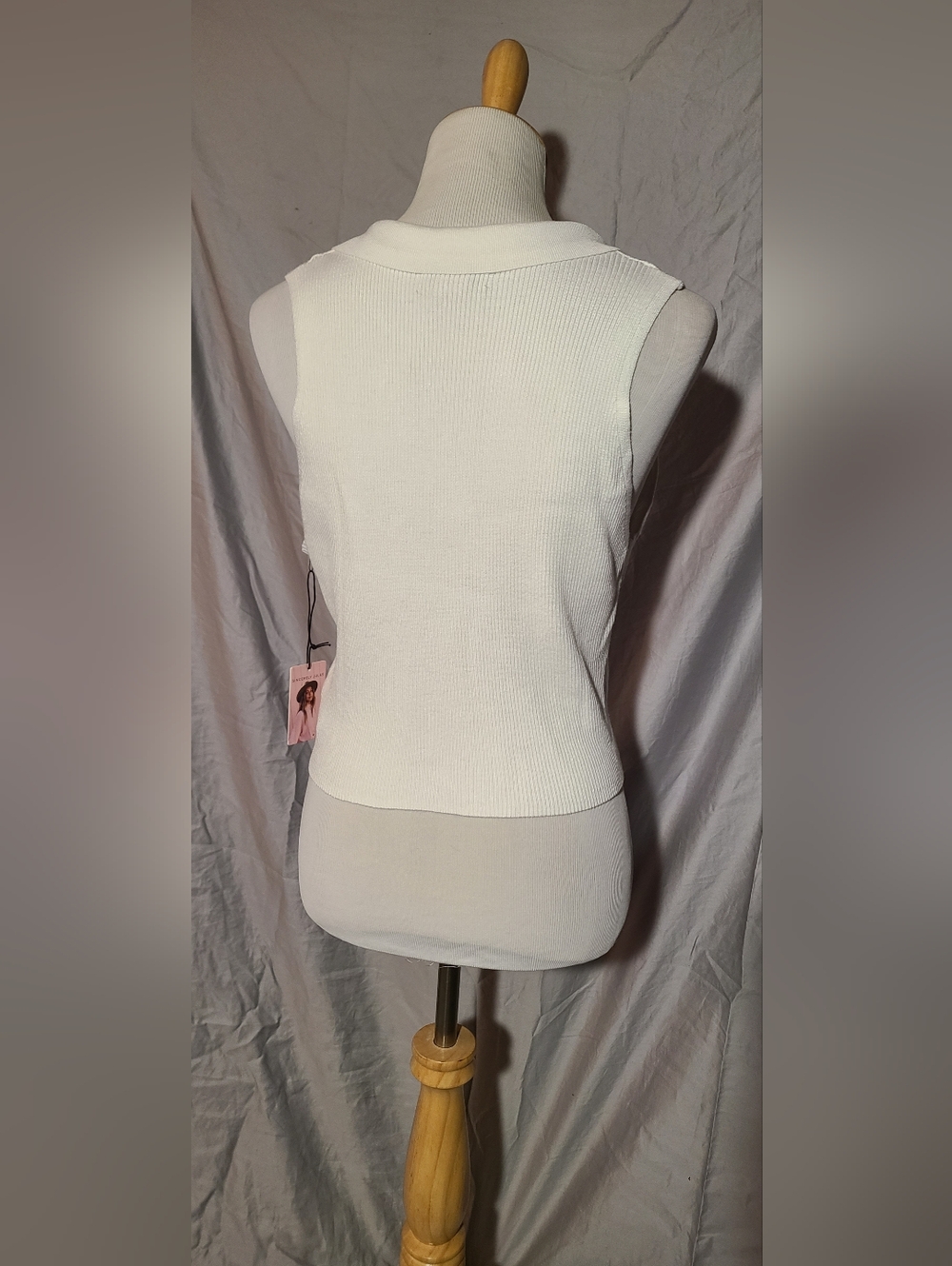 BUNDLE Sincerely Jules Ribbed V-Neck Sweater Polo - White & Light Blue - Picture 7 of 9